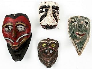 4 Vintage Mexican Dance Masks
