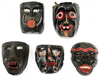 5 Vintage Mexican Black Masks