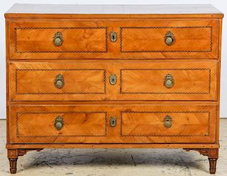 French Louis XVI Marquetry Inlaid. Chest of Drawers