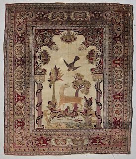 19th c. Pictorial Agra Rug: 8'6" x 9'11" (259 x 302 cm)