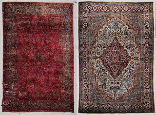 2 Antique Silk Keshan Rugs