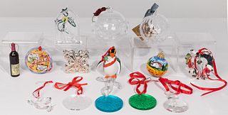 Sterling, Silverplate, Crystal and Ceramic Christmas Ornament Assortment