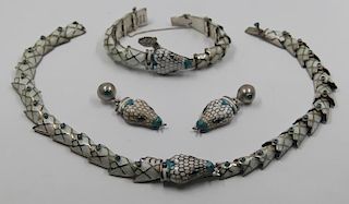 JEWELRY. Mexican Sterling Enamel Decorated Snake