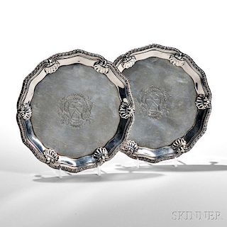 Two George II Sterling Silver Salvers
