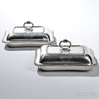 Pair of George IV Sterling Silver Entree Dishes and Covers