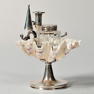 William IV Sterling Silver and Shell Inkwell