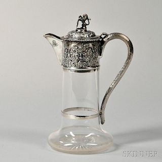 Victorian Sterling Silver-mounted Colorless Glass Ewer