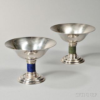 Two French Art Deco Silver-plate Compotes