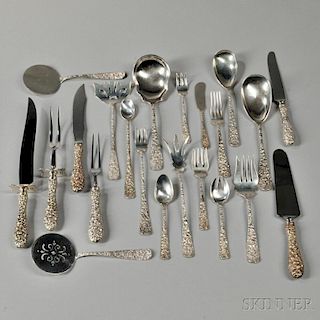 Assembled Baltimore Repousse Sterling Silver Flatware Service