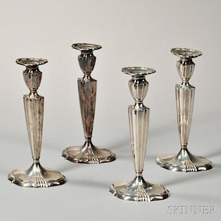 Four Durgin Sterling Silver Candlesticks