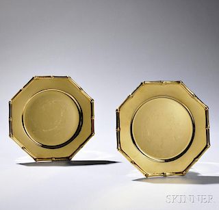 Two Tiffany & Co. Sterling Silver Gilt Dinner Plates