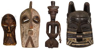 African Songye Carved Figure and Wood Mask Assortment