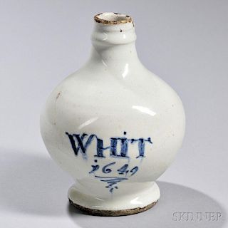Dated Tin-glazed Earthenware Wine Bottle