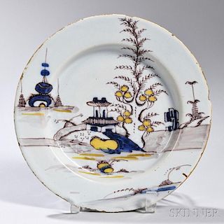 Tin-glazed Earthenware Chinoiserie-decorated Plate