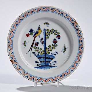 Polychrome Decorated Tin-glazed Earthenware Plate