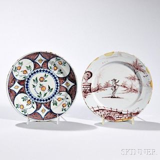 Two Tin-glazed Earthenware Plates