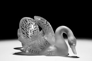 Lalique Crystal 'Swan Head Down' Figurine