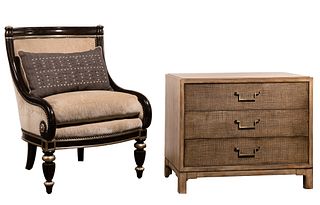 Marge Carson Armchair and Vanguard Chest of Drawers