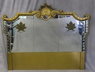 Art Deco Mirrored and Gilt Decorated Headboard.