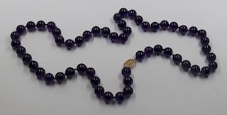 JEWELRY. 12mm Amethyst Beaded Necklace.