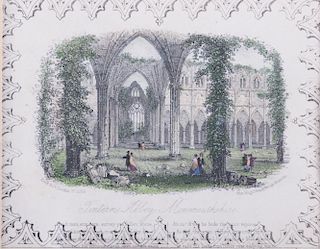 Tintern Abbey Hand-Colored Engraving