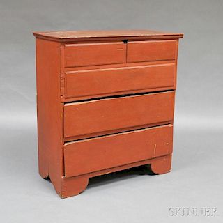 Country Red-painted Two-drawer Blanket Chest