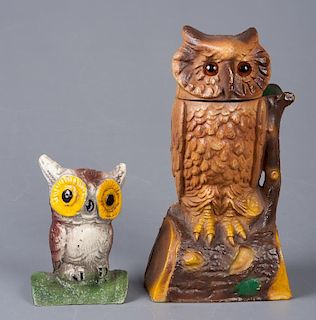 Reproduction Cast Iron Owl Banks, Two (2)