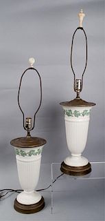 Wedgewood Style Ceramic Lamps Pair