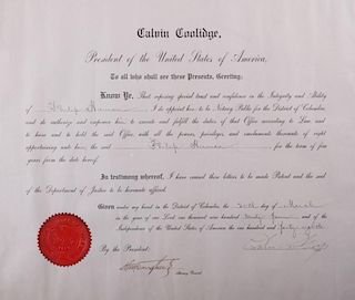 Calvin Coolidge Notary Appointment Document