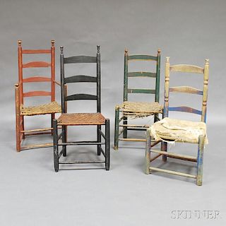Four Painted Ladder-back Chairs