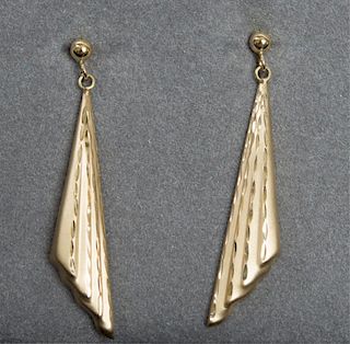 14K Gold Nonlinear Dangling Earrings