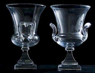 Steuben Glass Urn Vases, Pair