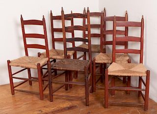Ladder Back Chairs w/ Caned Seats, Six (6)