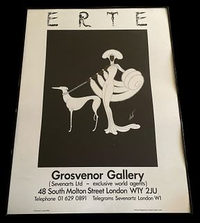 Vintage ERTE Lithograph  London "Ebony in White" 1982 Grosvenor Gallery 