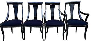 Four Post Modern Black Lacquer ELLO Dining Chairs
