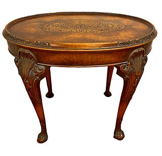 Antique Inlaid Walnut Carved Side Table COLBY'S FUNITURE 