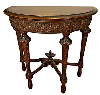 Carved Demilune Table 