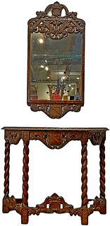 KITTINGER Antique Walnut Console with Mirror 