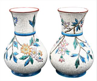 A Pair of Longwy England Vases
