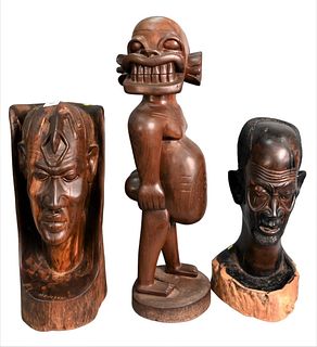 Three Piece African Carved Wooden Sculptural Lot