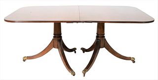Mahogany Double Pedestal Inlaid Dining Table