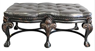 Tufted Leather Ottoman/Window Bench