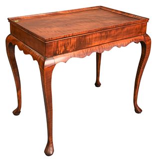 Benchmade Tiger Maple Queen Anne Style Tea Table