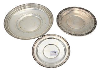 Three Sterling Silver Round Trays
