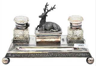 Silverplate Inkwell Stand