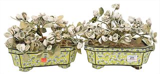 Pair of Chinese Famille Yellow Enamel Cache-Pots