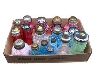 Box Lot of Early Glass Muffiners and Shakers