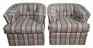 Pair of Custom Upholstered Mid-Century Club Chairs
