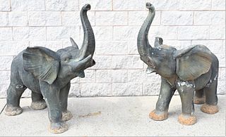 Pair of Large Outdoor Iron Elephant Figures
