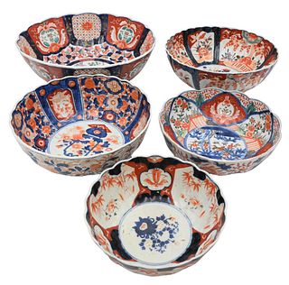 Group of Five Japanese Imari Porcelain Bowls